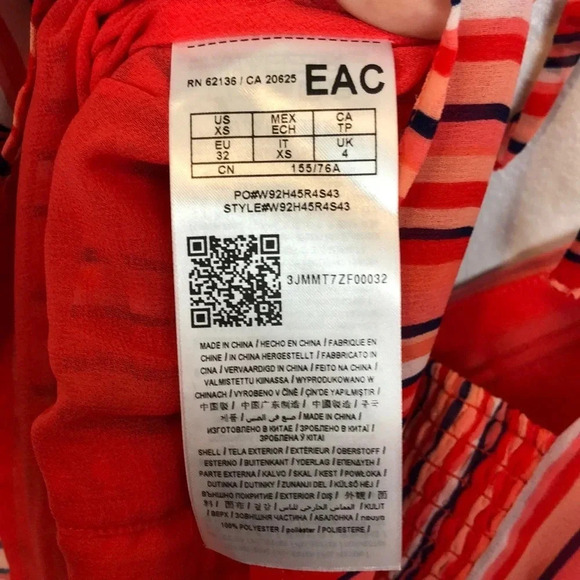 Guess New Women’s XS Marrah Striped Flutter-Sleeve Top - Picture 10 of 10